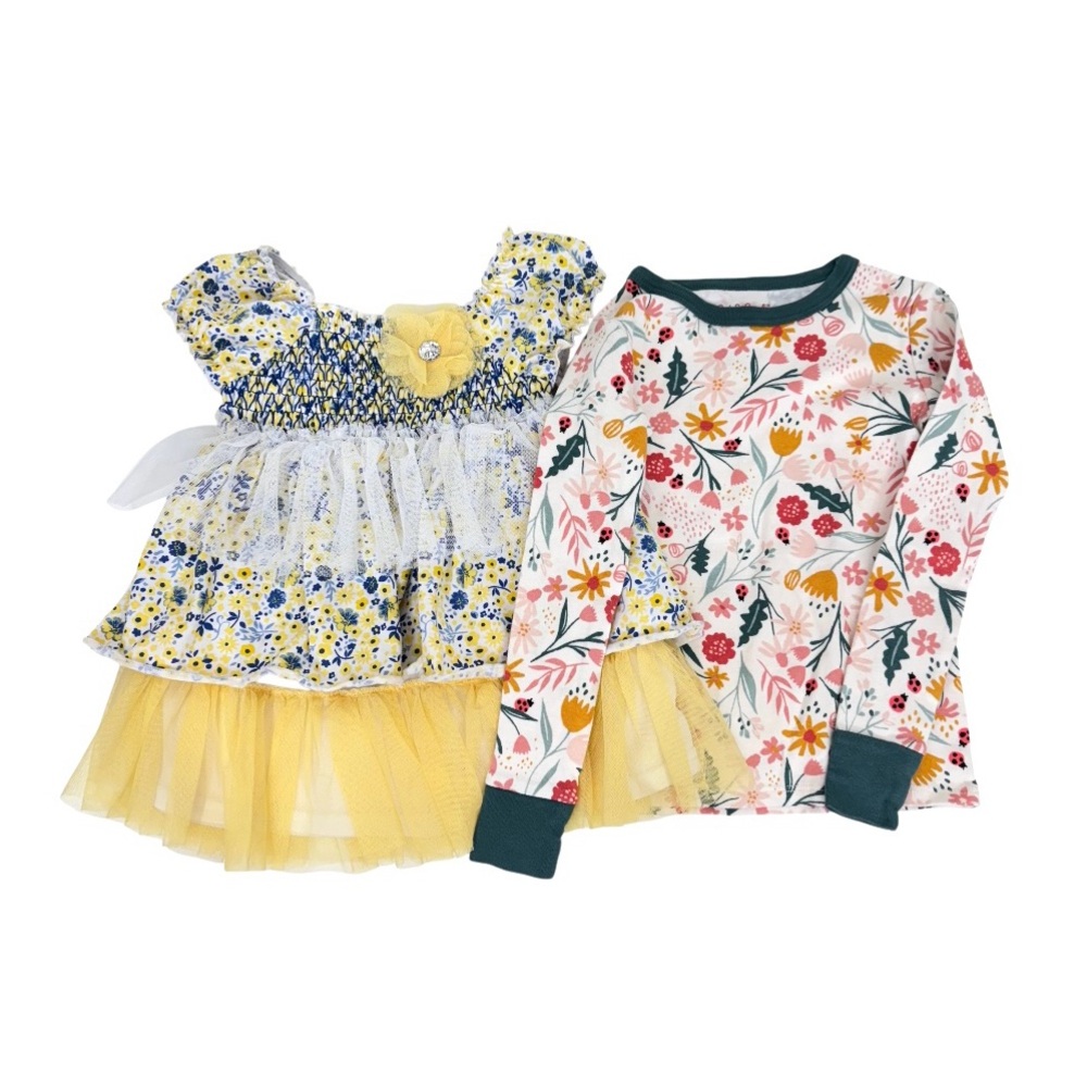 Little Lass Sundress & Cat & Jack Floral Long Sleeve Pajama Shirt Girls Size 4